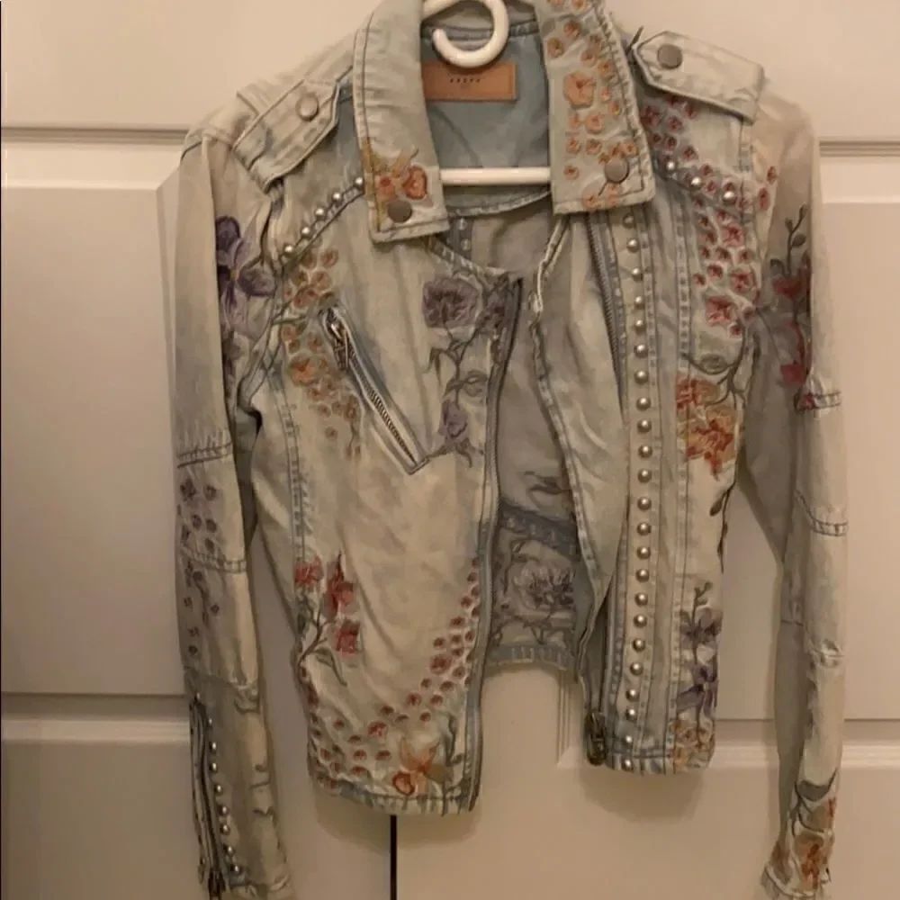 Blank nyc floral embroidered denim Moro jacket